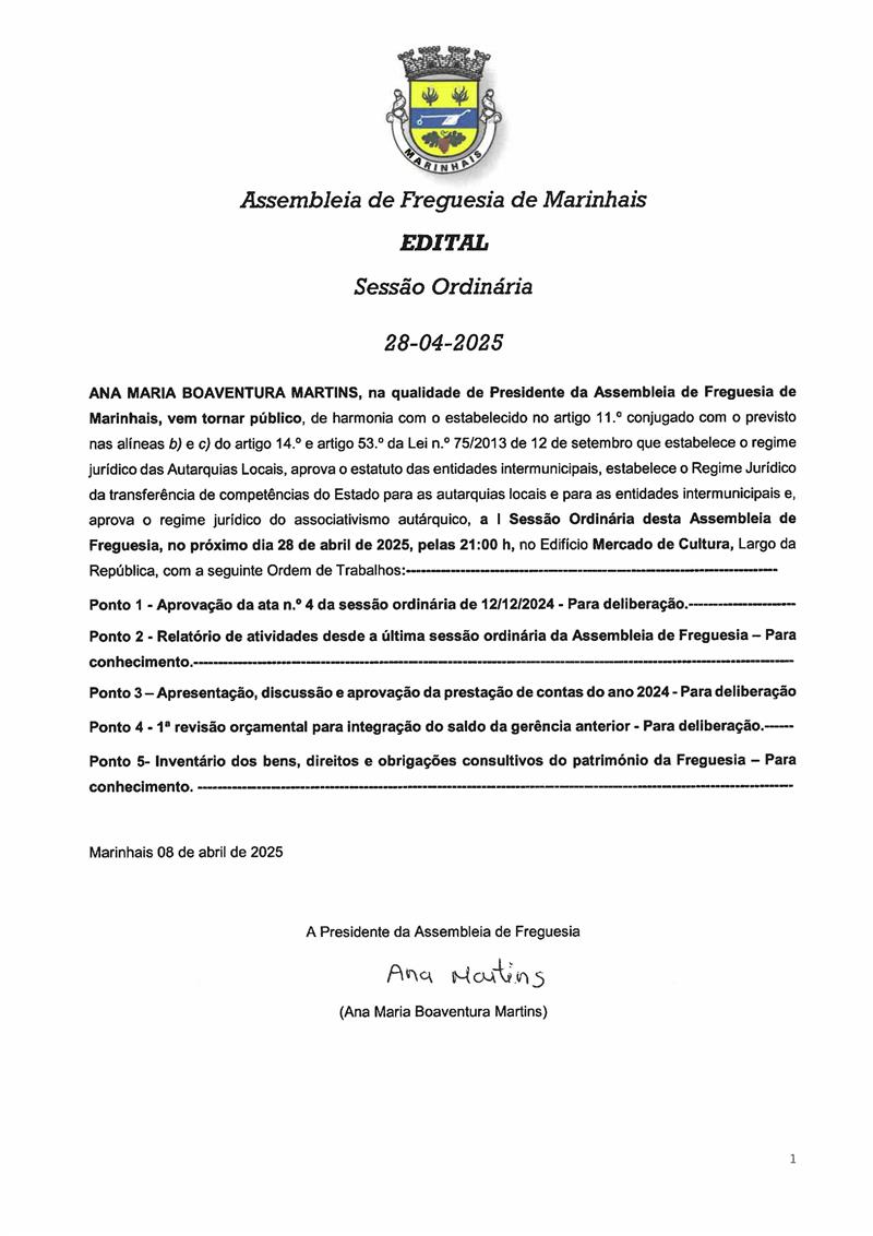 Assembleia de Freguesia de Marinhais